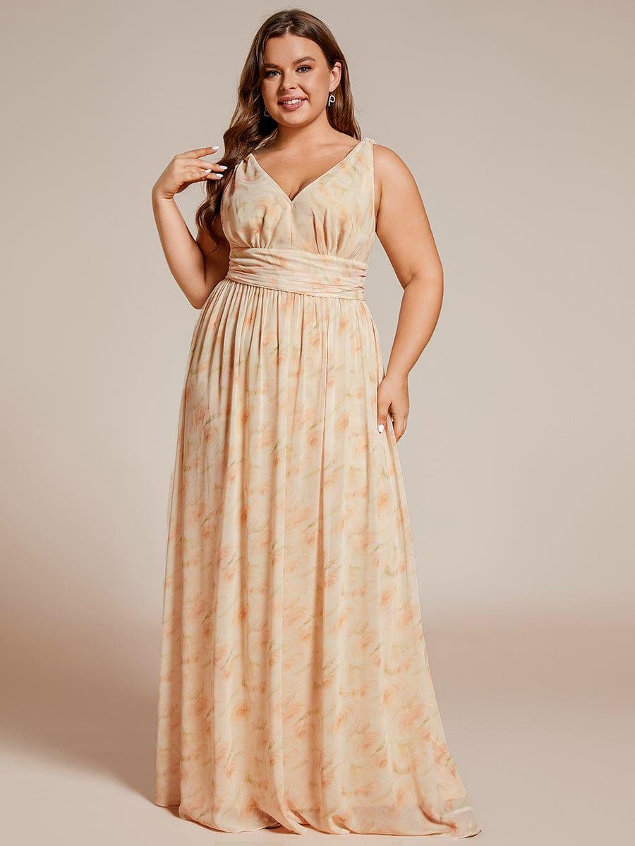 pretty HUSH|Plus Size Sleeveless V-Neck Chiffon Semi Bridesmaid Dress
