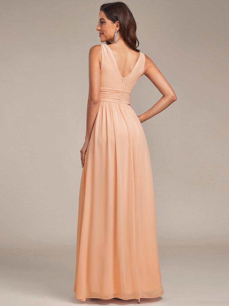ever HUSH|Chiffon Empire Waist Sleeveless Pleated V-neck Bridesmaid Dress