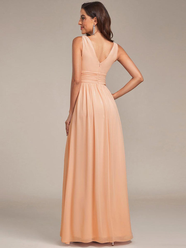 ever HUSH|Chiffon Empire Waist Sleeveless Pleated V-neck Bridesmaid Dress