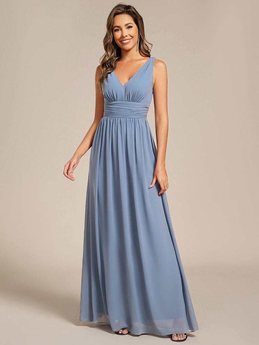 ever HUSH|Chiffon Empire Waist Sleeveless Pleated V-neck Bridesmaid Dress