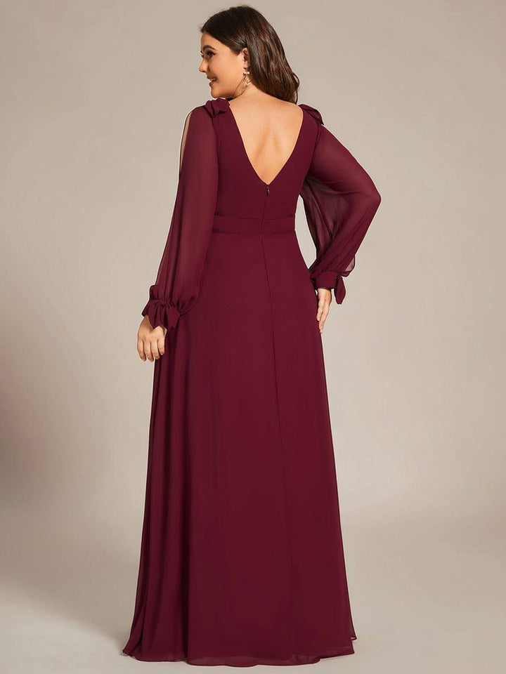 ever IVORY|Open Lantern Sleeve A-Line Mother of the Bride Dress