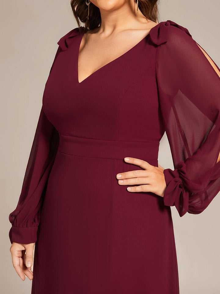 pretty IVORY|Plus Size Open Lantern Sleeve A-Line Bridesmaid Dress