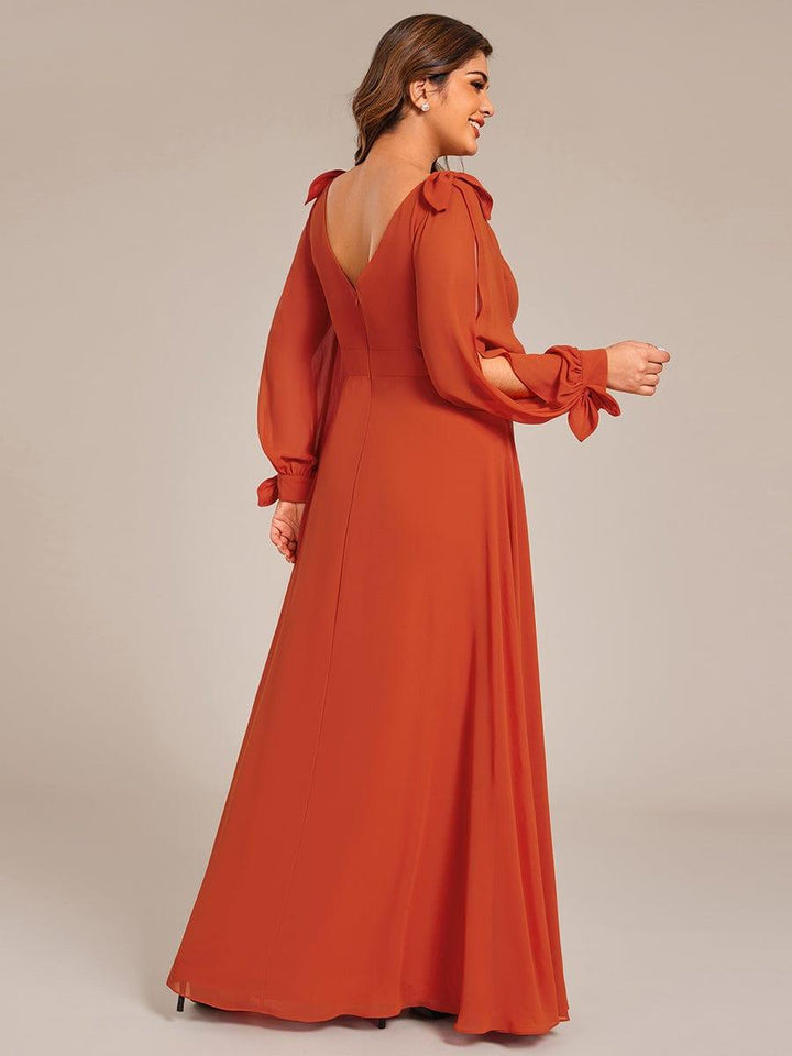pretty IVORY|Plus Size Open Lantern Sleeve A-Line Bridesmaid Dress