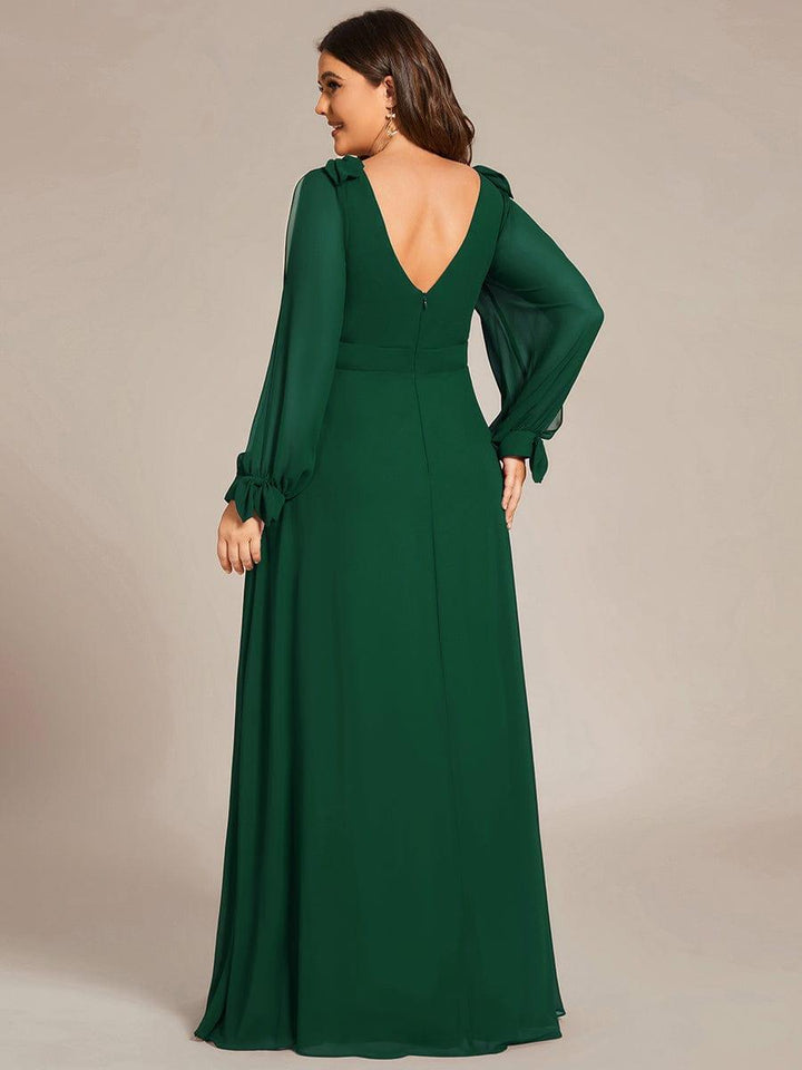 pretty IVORY|Plus Size Open Lantern Sleeve A-Line Bridesmaid Dress
