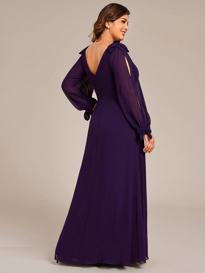 pretty IVORY|Plus Size Open Lantern Sleeve A-Line Bridesmaid Dress