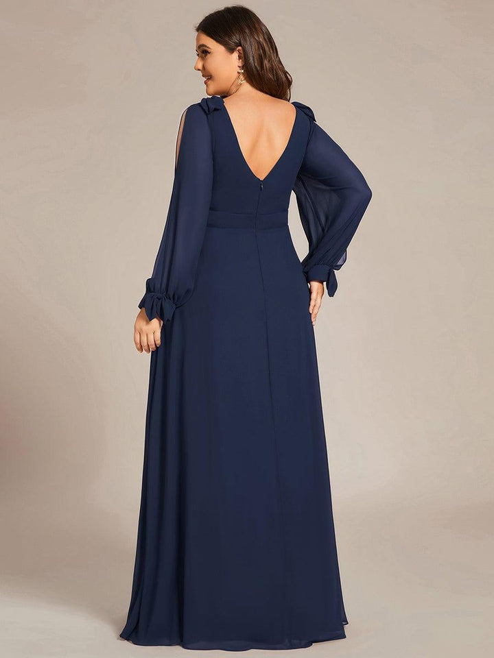 pretty IVORY|Plus Size Open Lantern Sleeve A-Line Bridesmaid Dress