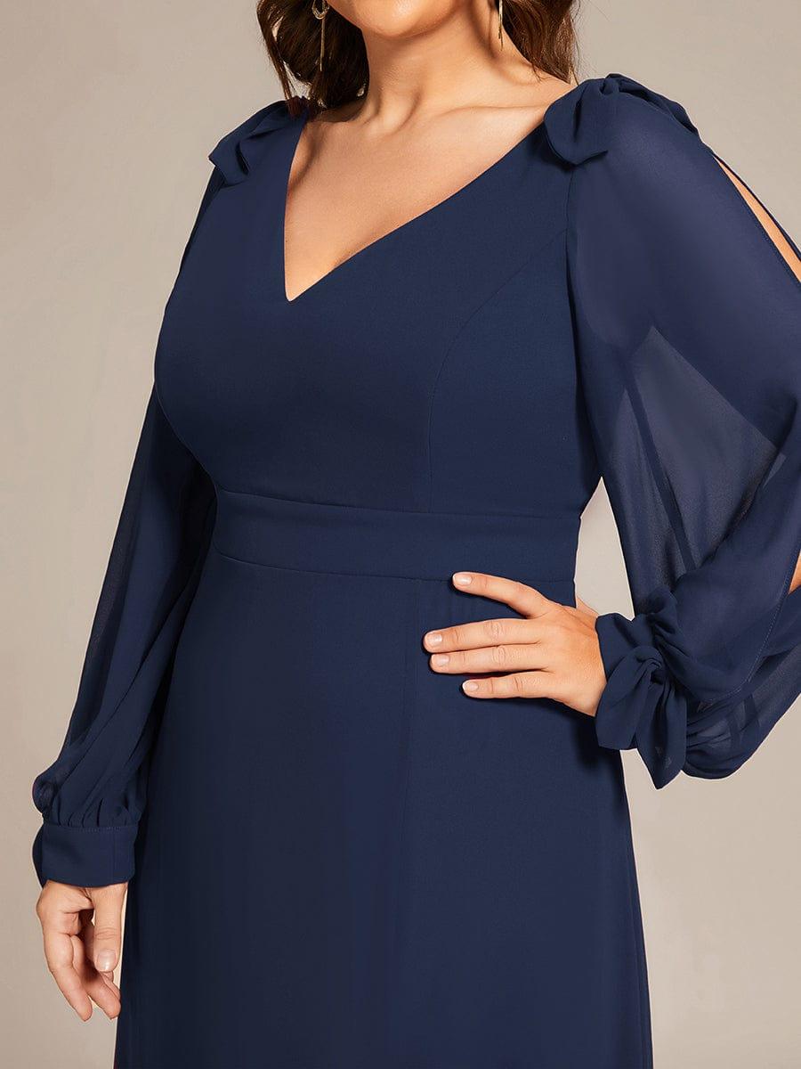 pretty IVORY|Plus Size Open Lantern Sleeve A-Line Bridesmaid Dress