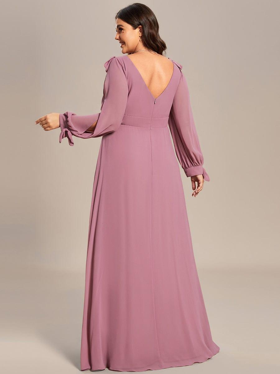 pretty IVORY|Plus Size Open Lantern Sleeve A-Line Bridesmaid Dress