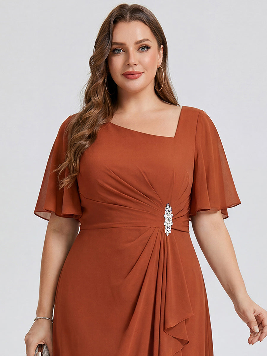 pretty LILOU| Plus Size Chiffon Ruffle Sleeve Formal Dress