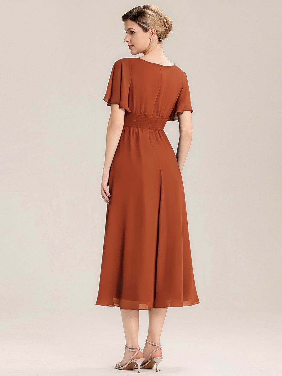 ever LILOU| Elegant Chiffon Ruffle Sleeve Formal Dress
