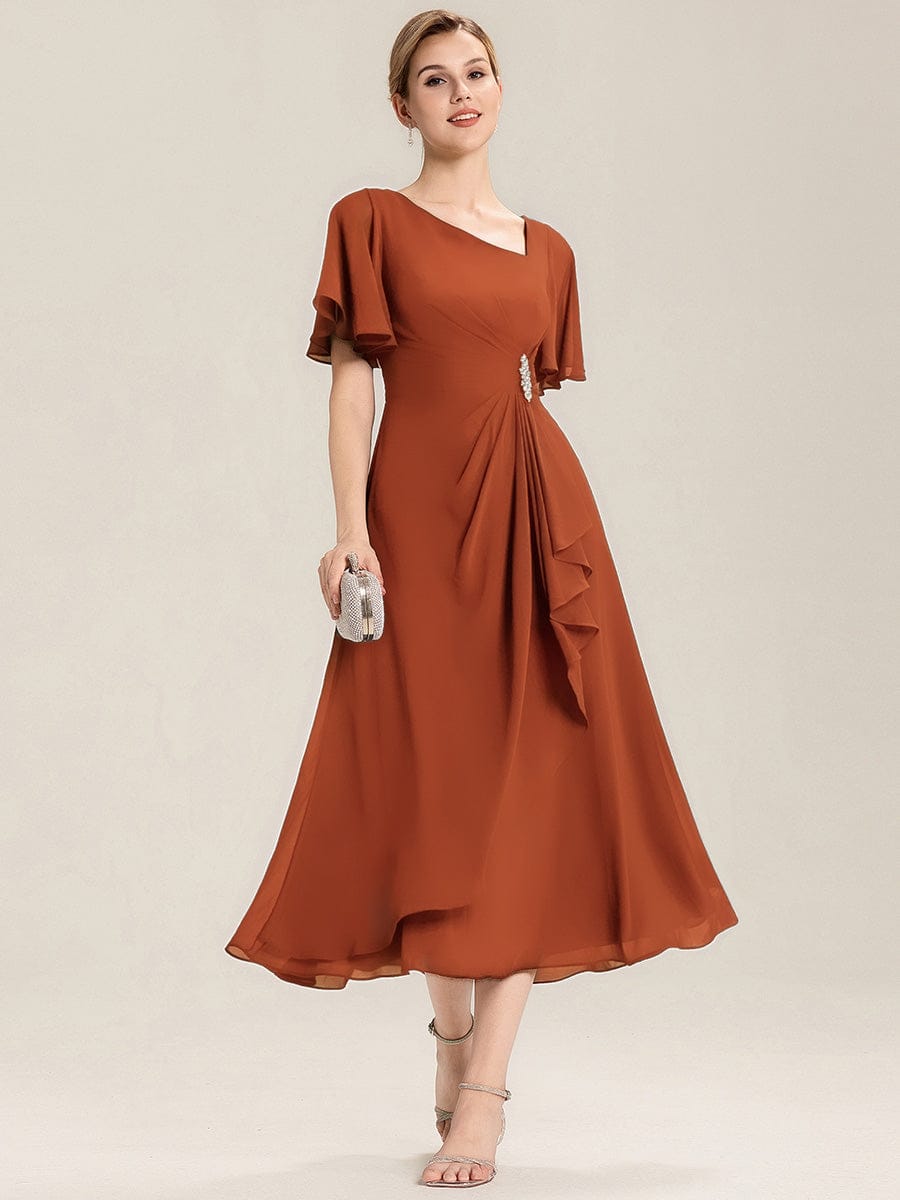 ever LILOU|Ruffle Sleeve Chiffon Midi Mother of the Bride Dress