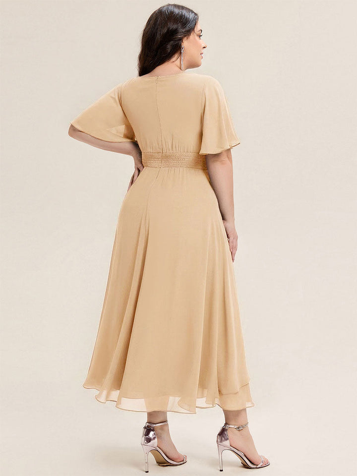 ever LILOU|Ruffle Sleeve Chiffon Midi Mother of the Bride Dress