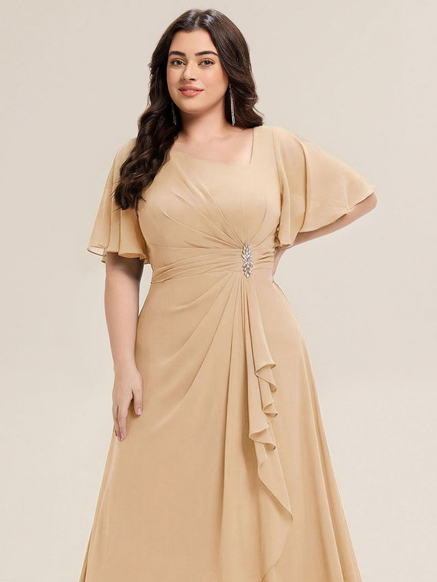 ever LILOU|Ruffle Sleeve Chiffon Midi Mother of the Bride Dress
