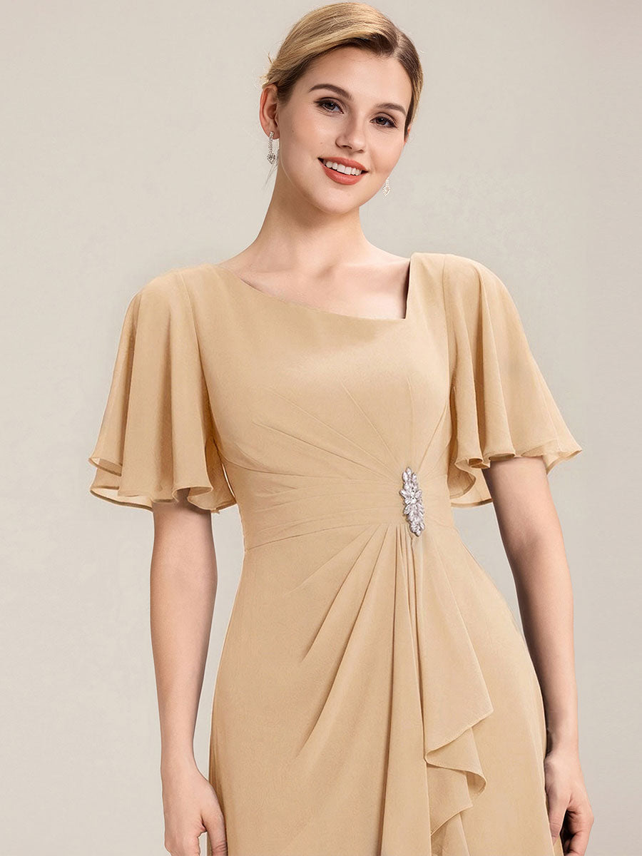 ever LILOU| Elegant Chiffon Ruffle Sleeve Formal Dress
