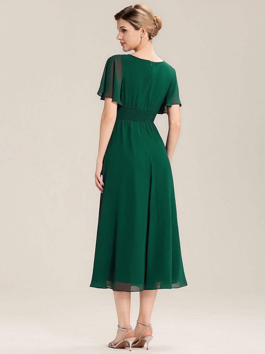 ever LILOU|Ruffle Sleeve Chiffon Midi Mother of the Bride Dress