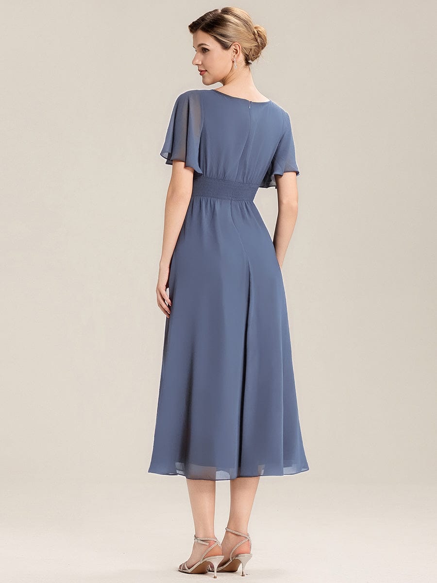 ever LILOU| Elegant Chiffon Ruffle Sleeve Formal Dress