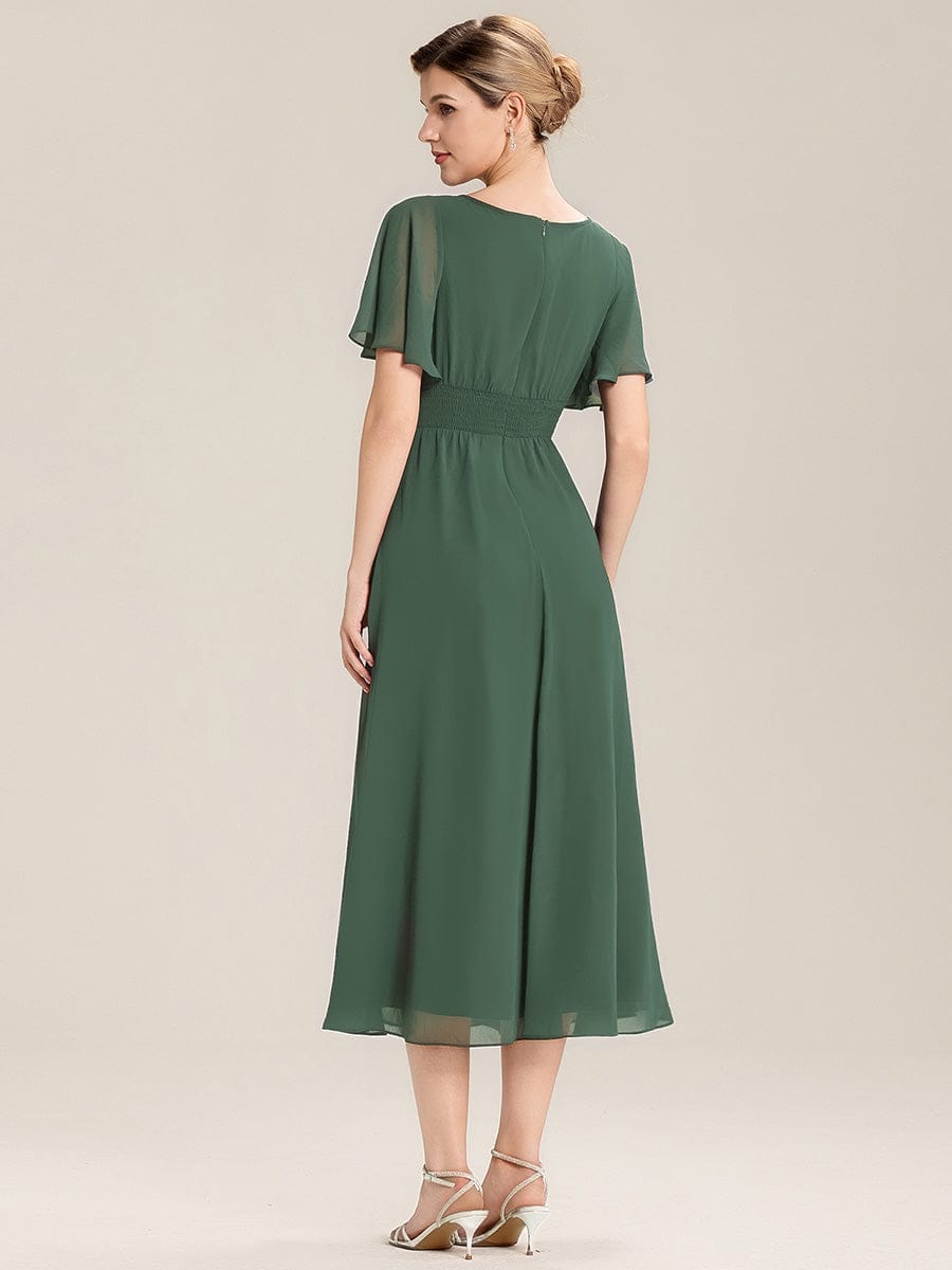 pretty LILOU| Plus Size Chiffon Ruffle Sleeve Formal Dress