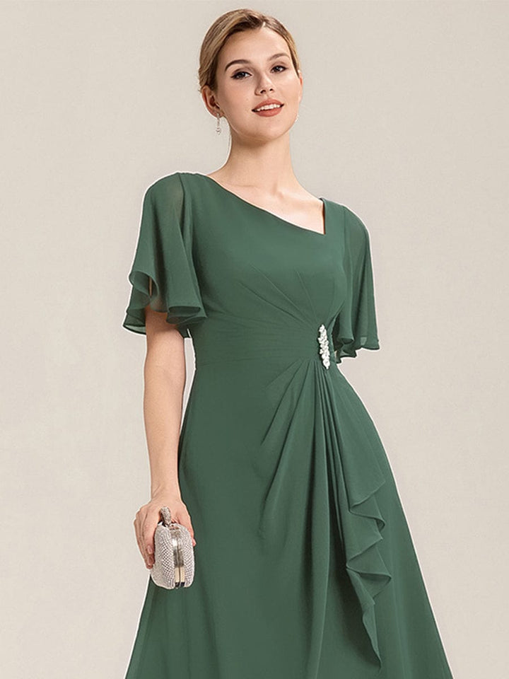 pretty LILOU| Plus Size Chiffon Ruffle Sleeve Formal Dress