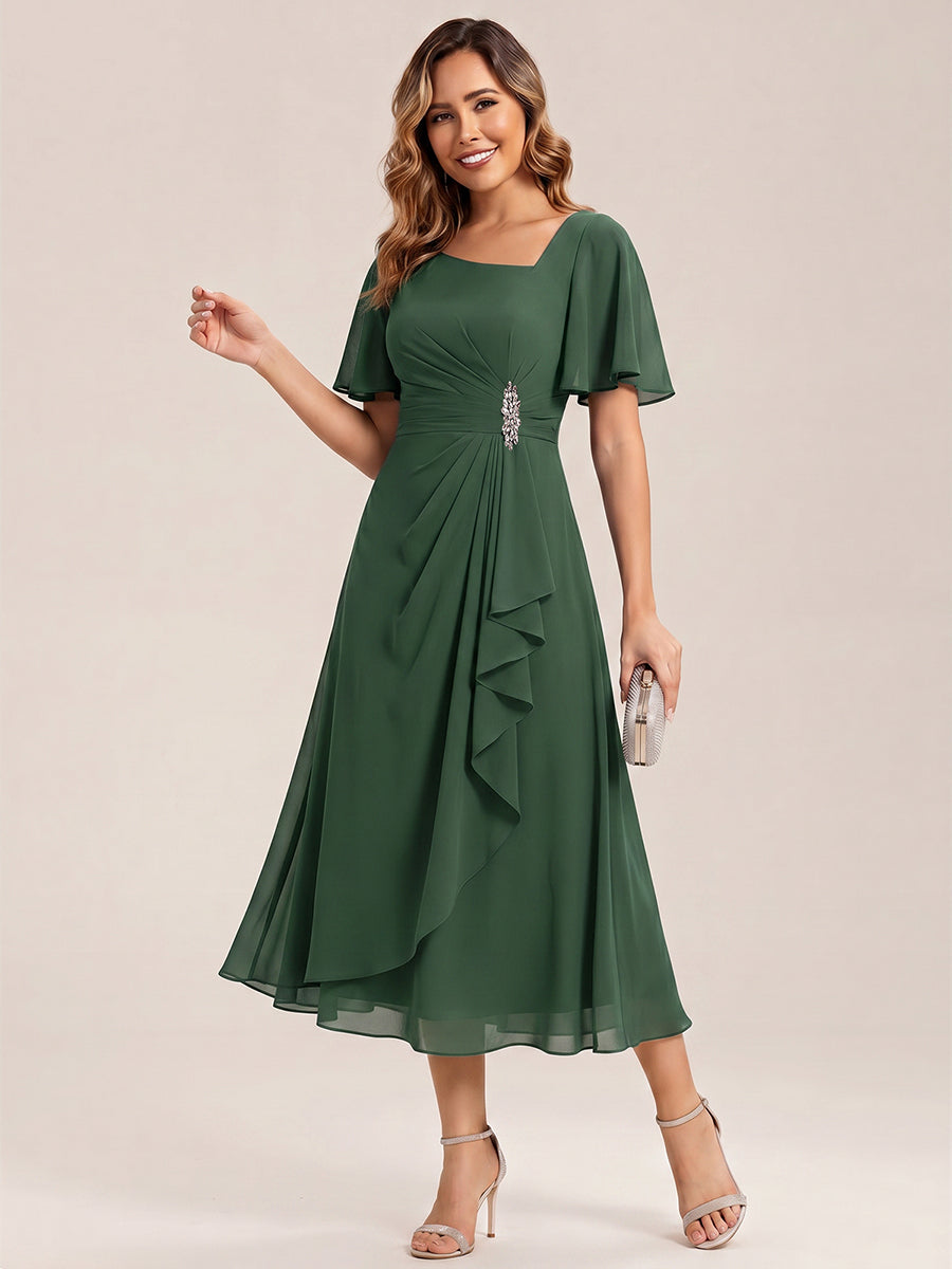 ever LILOU| Elegant Chiffon Ruffle Sleeve Formal Dress