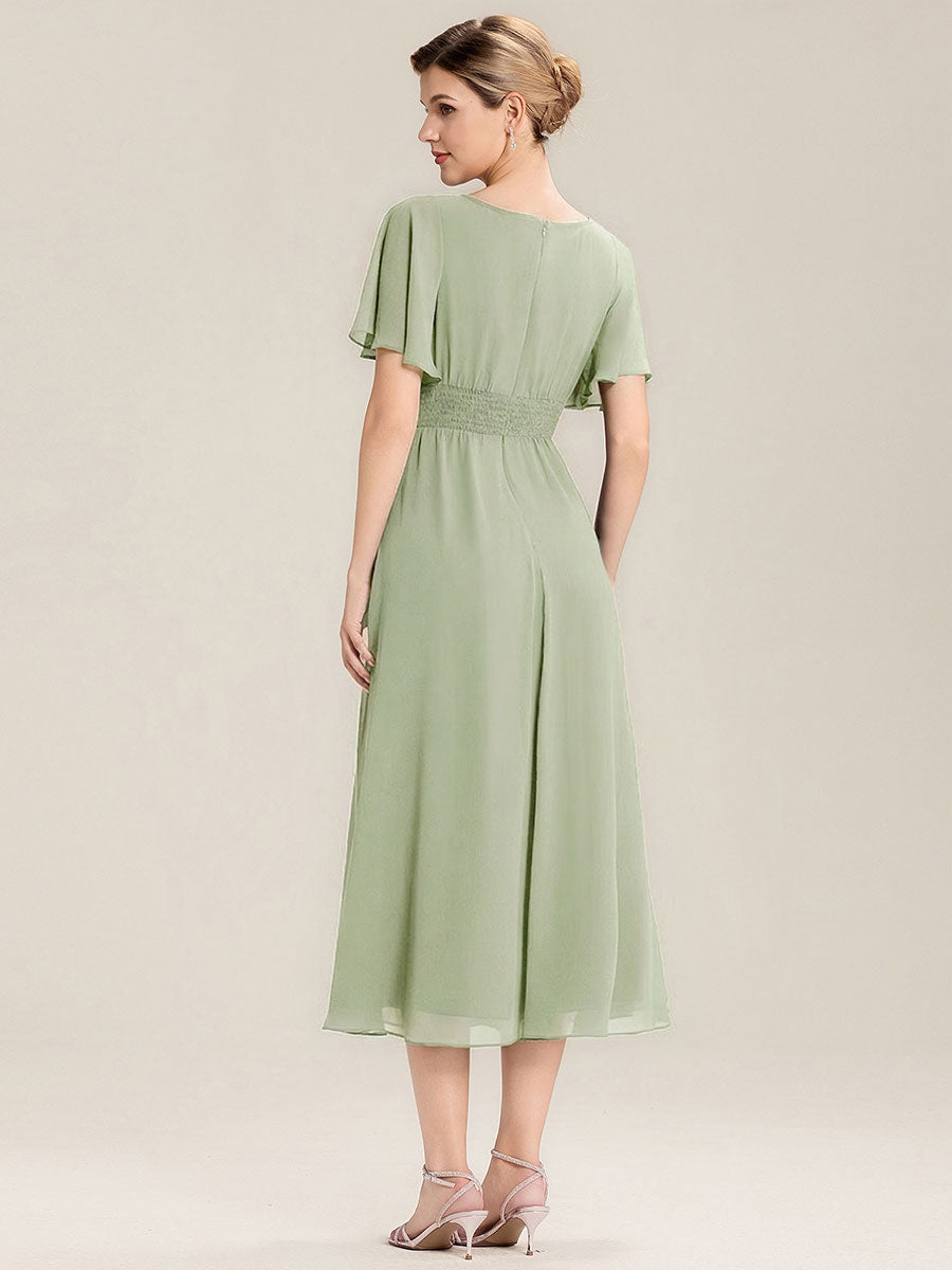 ever LILOU|Ruffle Sleeve Chiffon Midi Mother of the Bride Dress