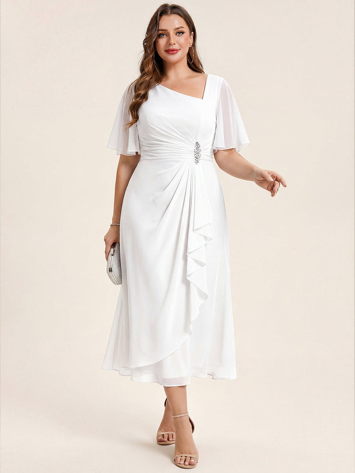 ever LILOU|Ruffle Sleeve Chiffon Midi Mother of the Bride Dress