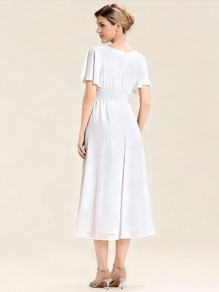 ever LILOU|Ruffle Sleeve Chiffon Midi Mother of the Bride Dress