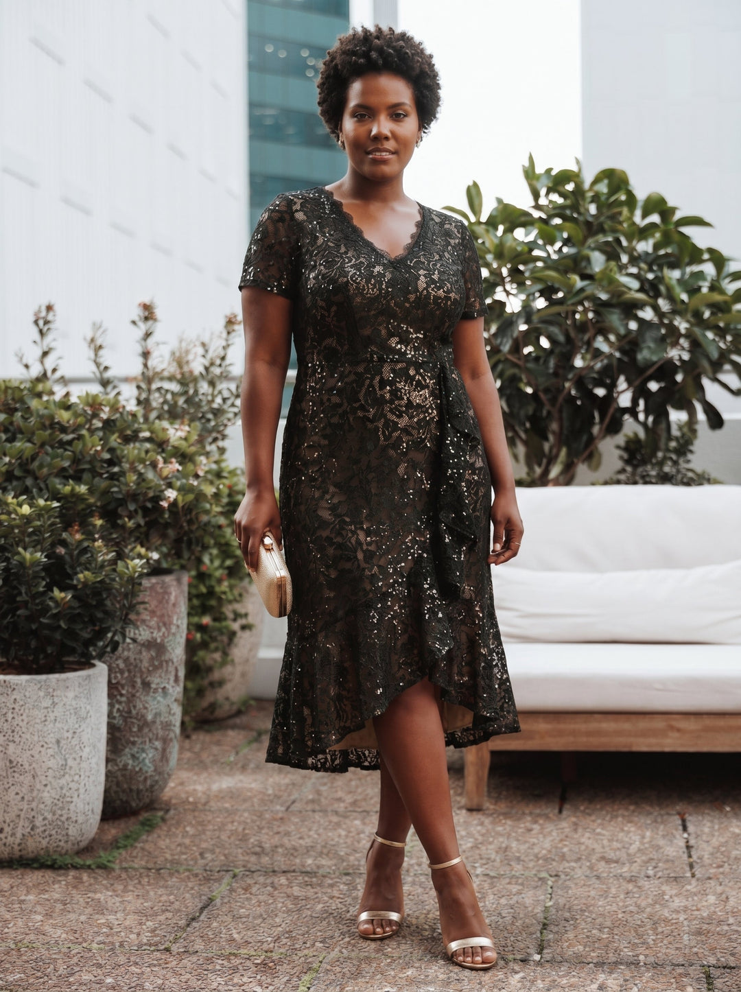 Plus Size Lace High Low Wedding Guest Dress