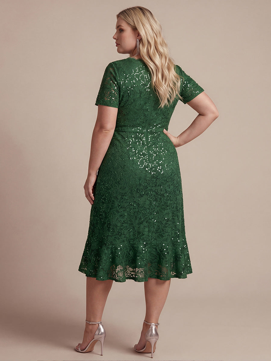 Plus Size Lace High Low Wedding Guest Dress