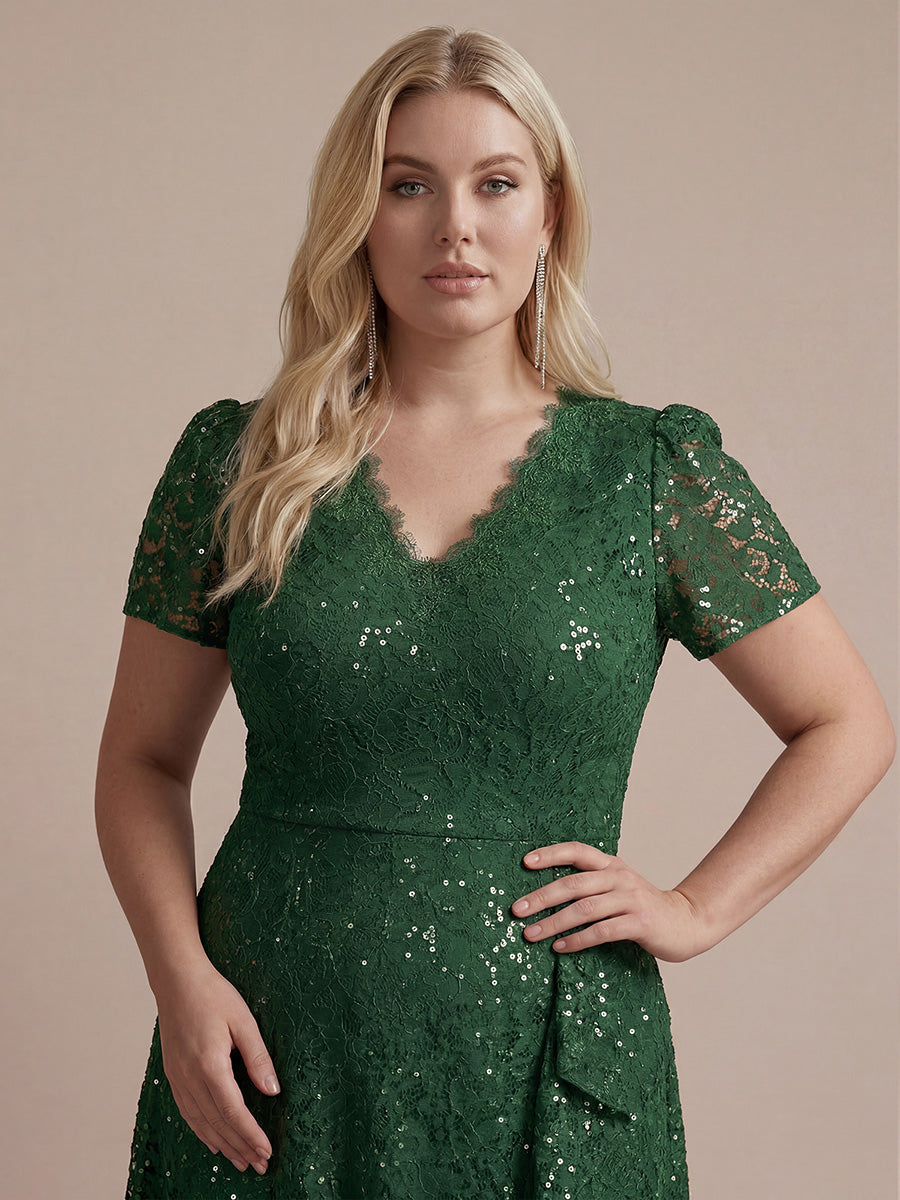 Plus Size Lace High Low Wedding Guest Dress