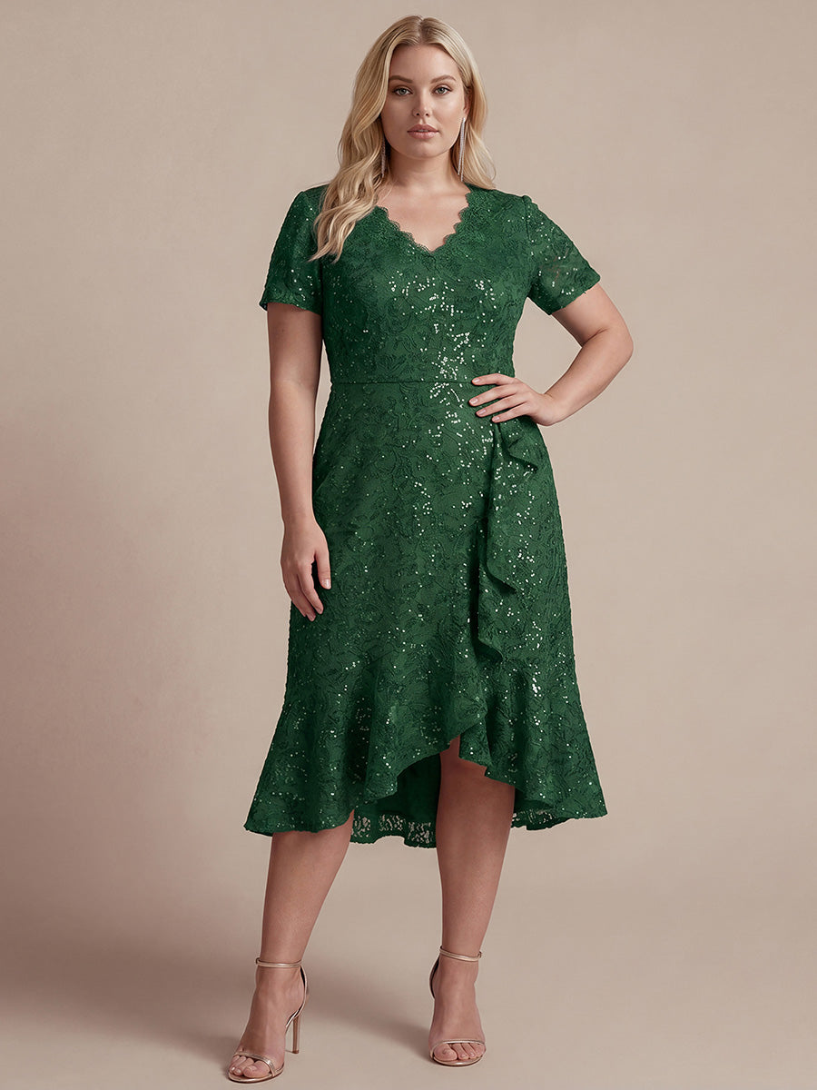Plus Size Lace High Low Wedding Guest Dress