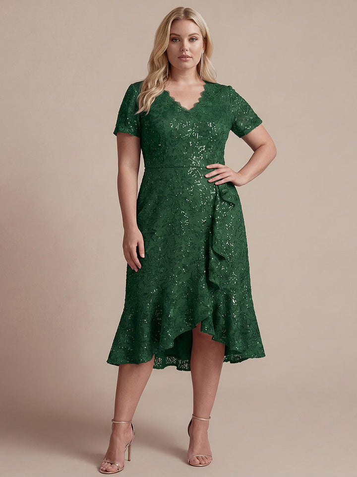 Plus Size Lace High Low Wedding Guest Dress