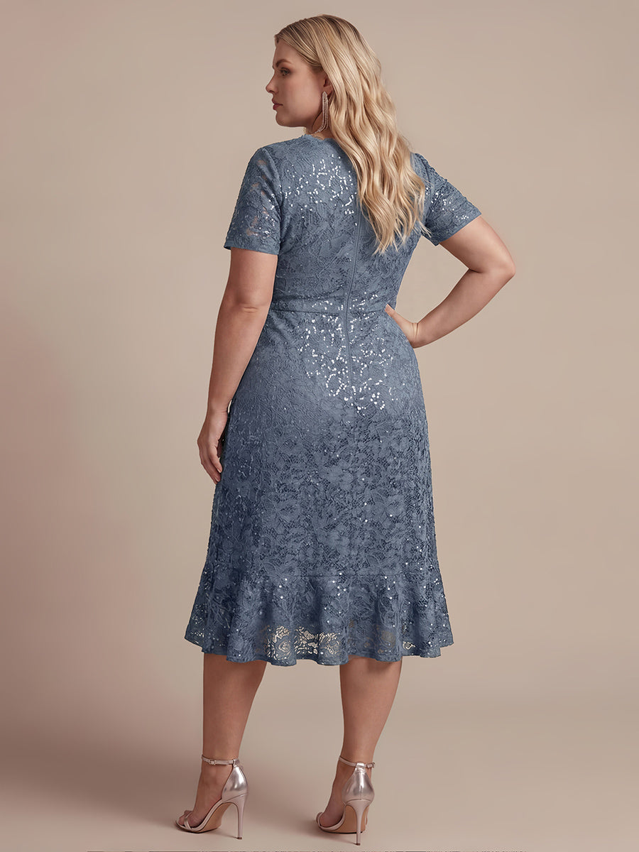 Plus Size Lace High Low Wedding Guest Dress