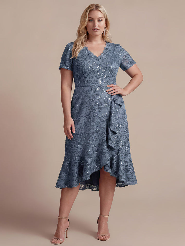 Plus Size Lace High Low Wedding Guest Dress
