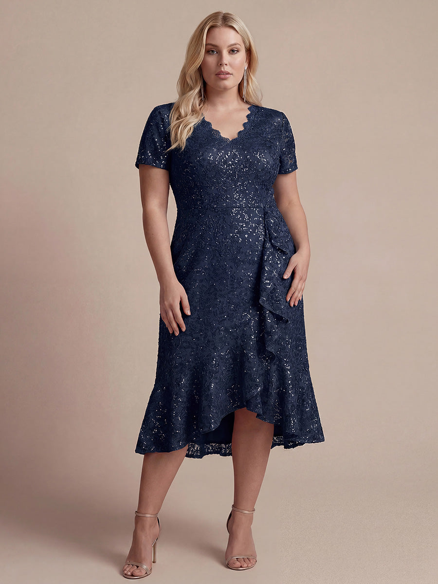 Plus Size Lace High Low Wedding Guest Dress