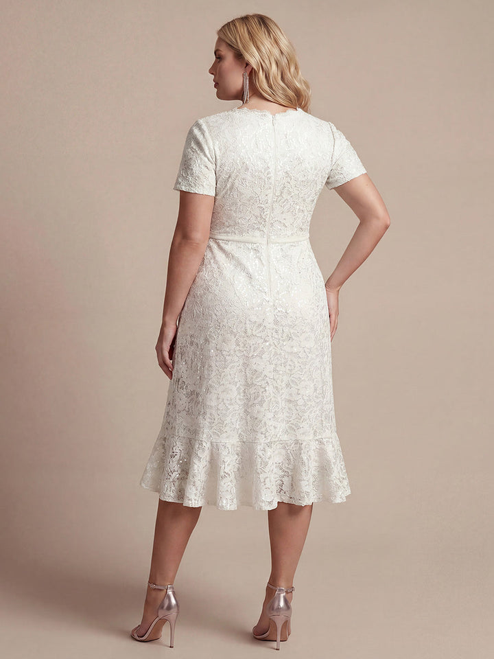 Plus Size Lace High Low Wedding Guest Dress