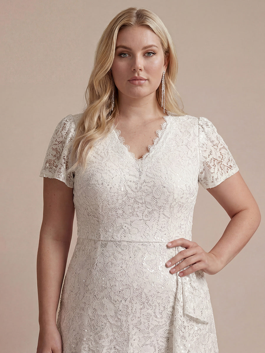 Plus Size Lace High Low Wedding Guest Dress