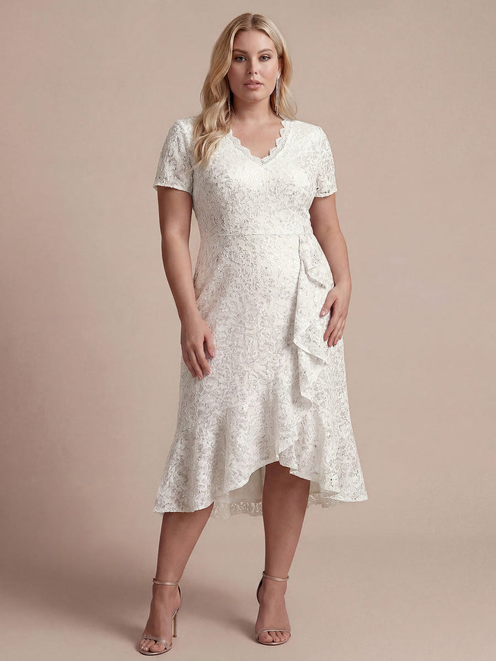 Plus Size Lace High Low Wedding Guest Dress
