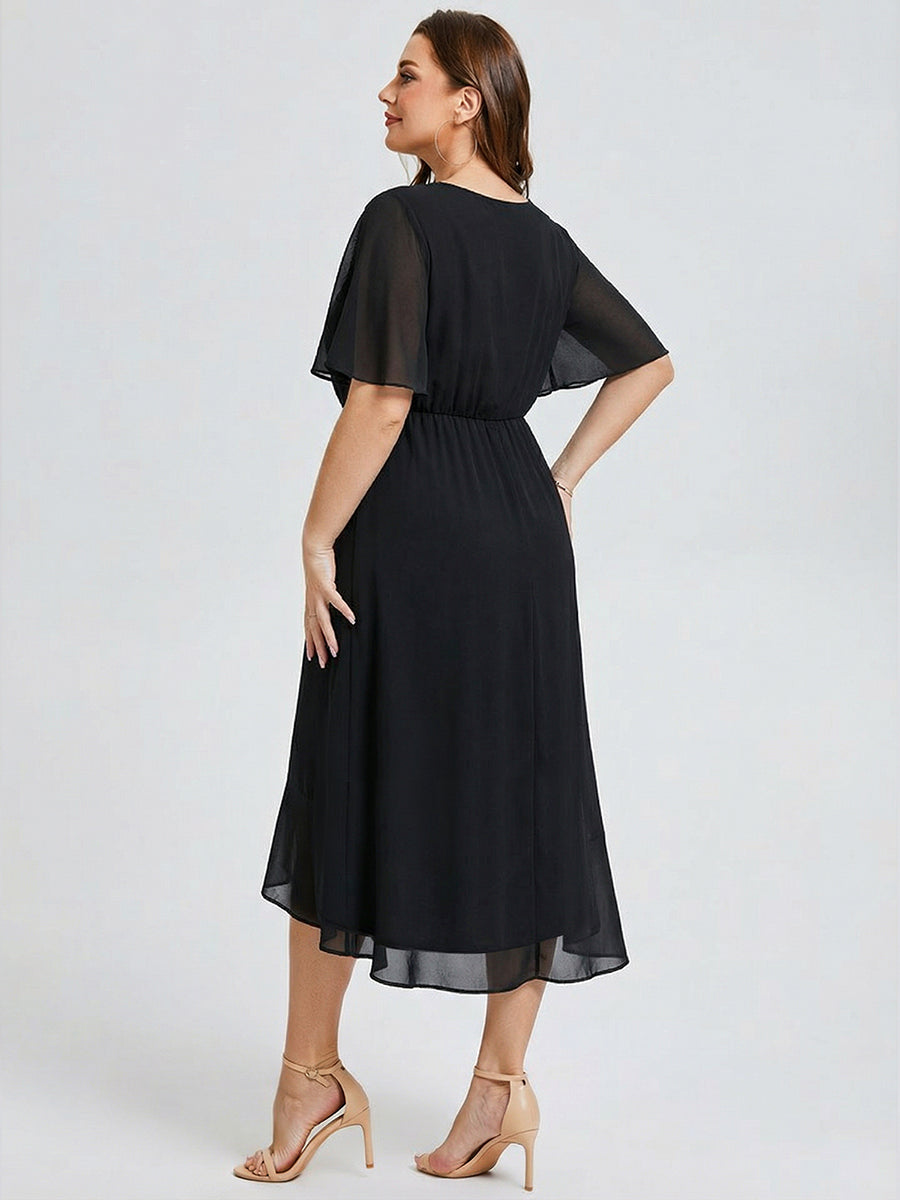 pretty FLORENCIA|Plus Size Printed Bodycon V-Neck Midi Dress