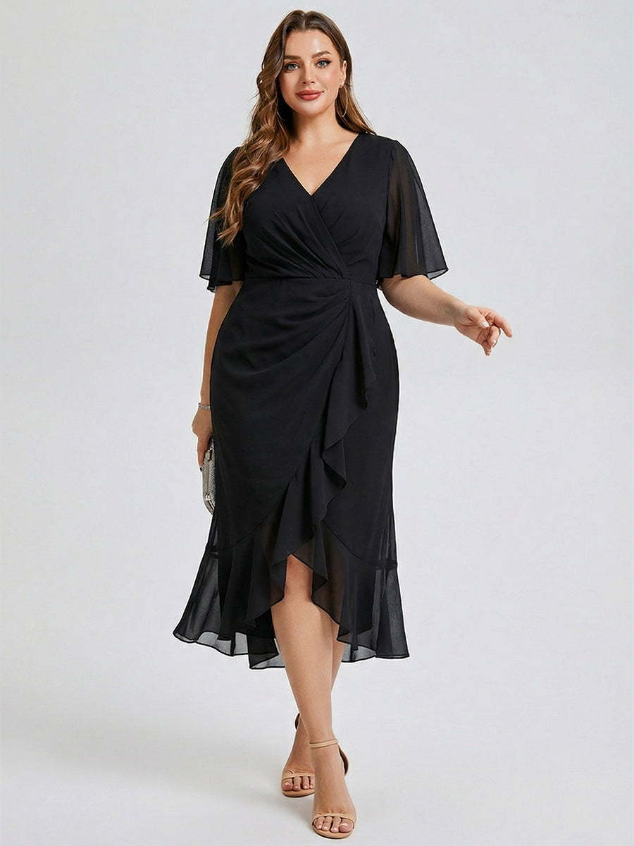 pretty FLORENCIA|Plus Size Midi Printed Mermaid Chiffon Dress