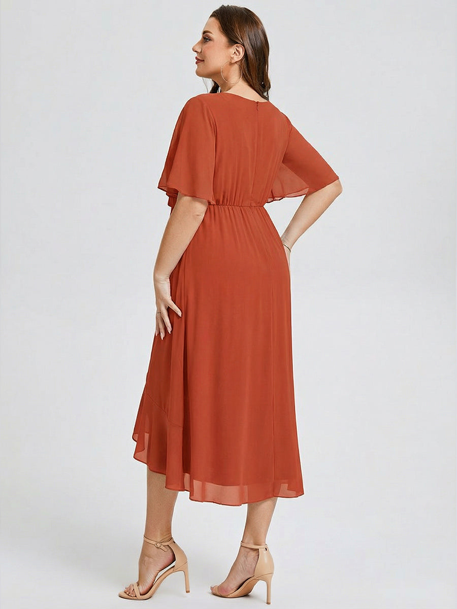 pretty FLORENCIA|Plus Size Printed Bodycon V-Neck Midi Dress