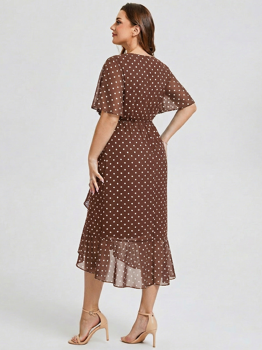 pretty FLORENCIA|Plus Size Printed Bodycon V-Neck Midi Dress