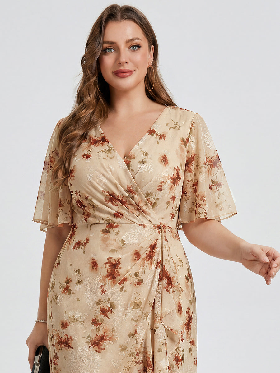 pretty FLORENCIA|Plus Size Midi Printed Mermaid Chiffon Dress