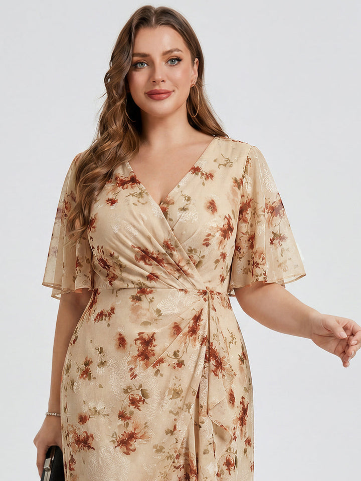 pretty FLORENCIA|Plus Size Midi Printed Mermaid Chiffon Dress