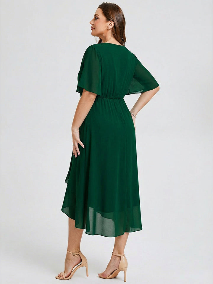 pretty FLORENCIA|Plus Size Printed Bodycon V-Neck Midi Dress