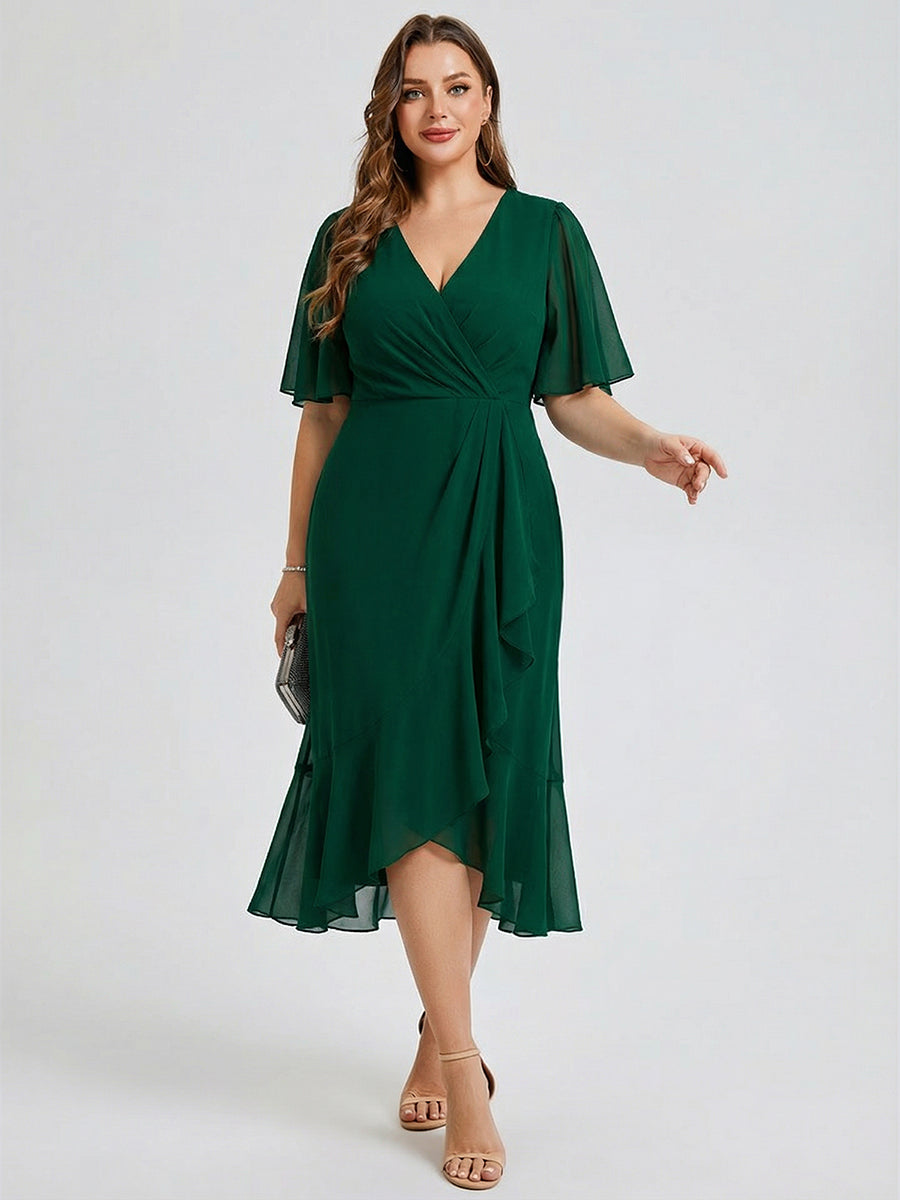 pretty FLORENCIA|Plus Size Midi Printed Mermaid Chiffon Dress