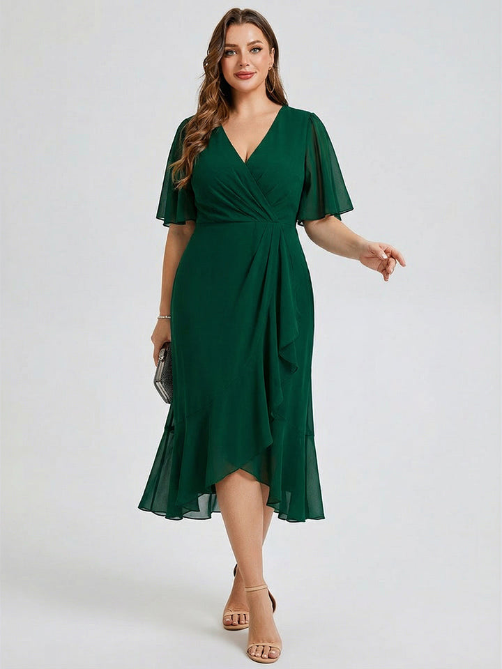 pretty FLORENCIA|Plus Size Midi Printed Mermaid Chiffon Dress