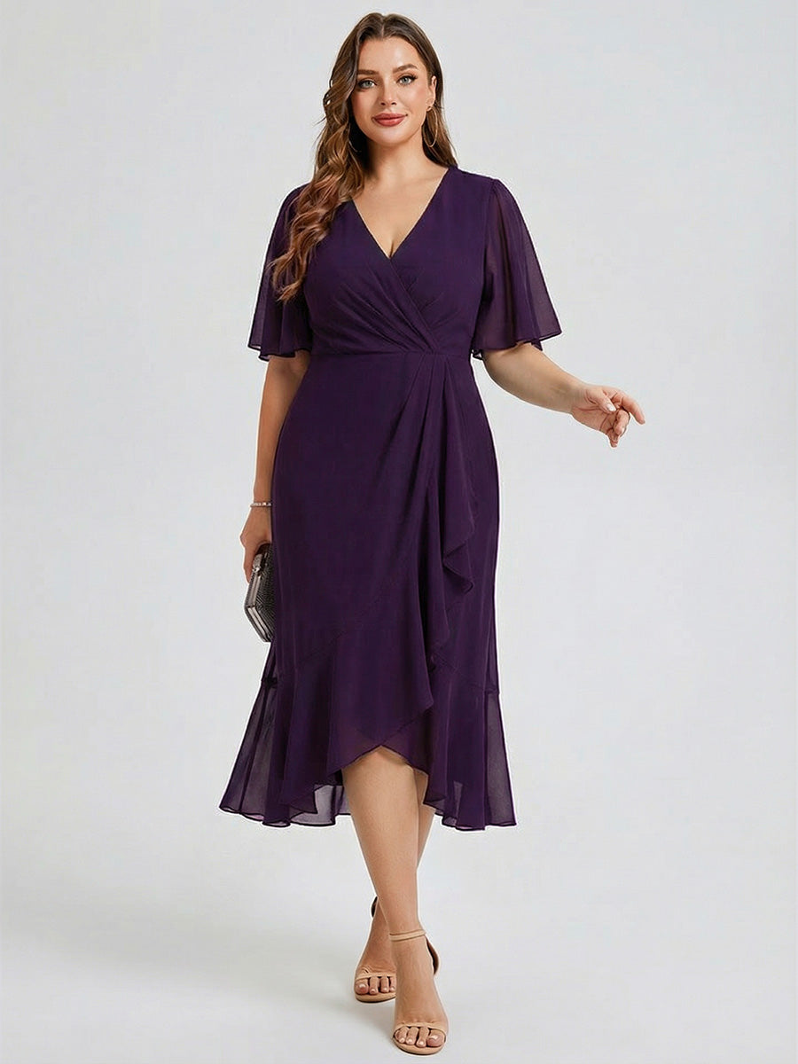 pretty FLORENCIA|Plus Size Midi Printed Mermaid Chiffon Dress