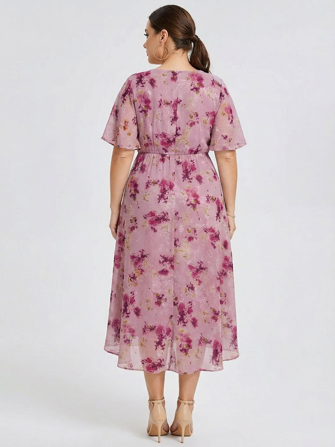 pretty FLORENCIA|Plus Size Midi Printed Mermaid Chiffon Dress