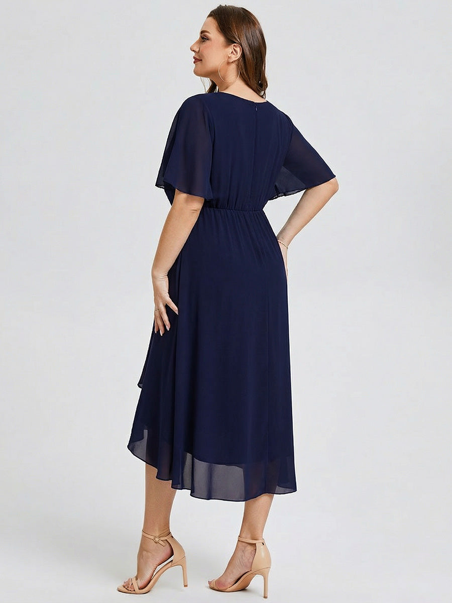 pretty FLORENCIA|Plus Size Printed Bodycon V-Neck Midi Dress