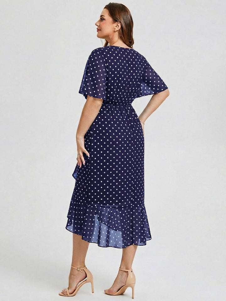 pretty FLORENCIA|Plus Size Printed Bodycon V-Neck Midi Dress